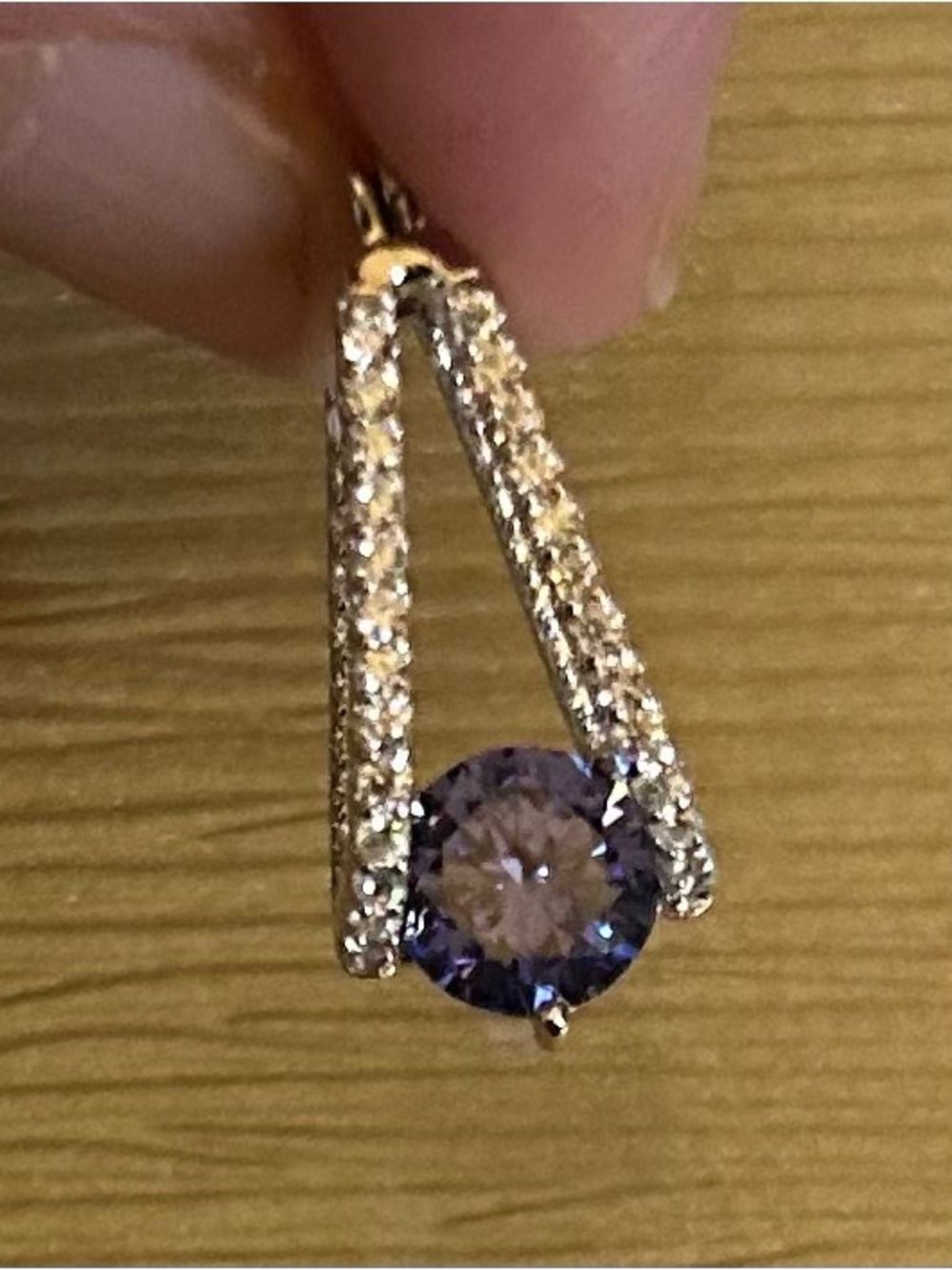 NWT Elegant Blue Tanzanite and White Zircon Pavé Sterling Drop Pendant Earrings